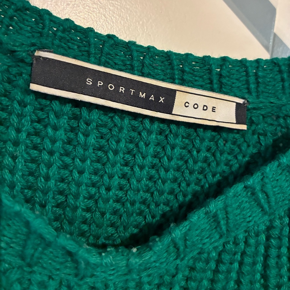 Sportmax Code M 🎄 Emerald Green Rabbit Fur Panel Sweater - Picture 6 of 6